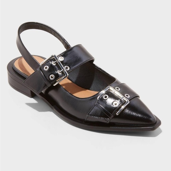 wild fable Shoes - Peyton Double Buckle Slingback Flats with Memory Foam Insole, Size 10